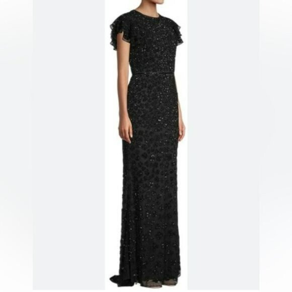 Mac Duggal $598 Black Beaded Embellished Long Maxi Dress Formal Gown 12 NEW - Picture 4 of 10